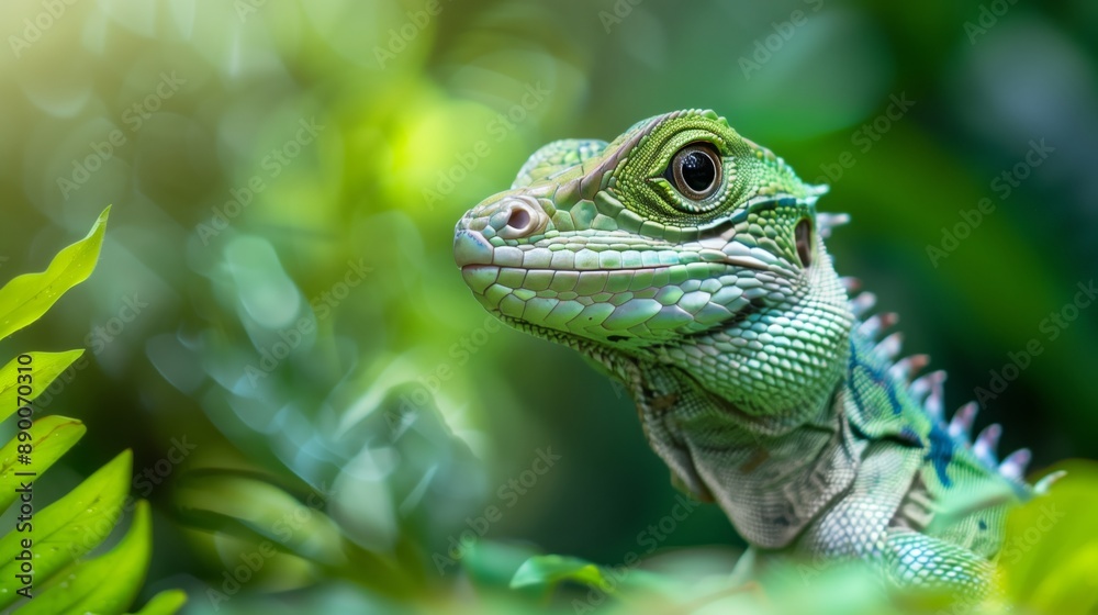 A vibrant water dragon lizard basks in its habitat, showcasing beauty and intelligence. A vibrant water dragon lizard basks in its habitat, showcasing beauty and intelligence.