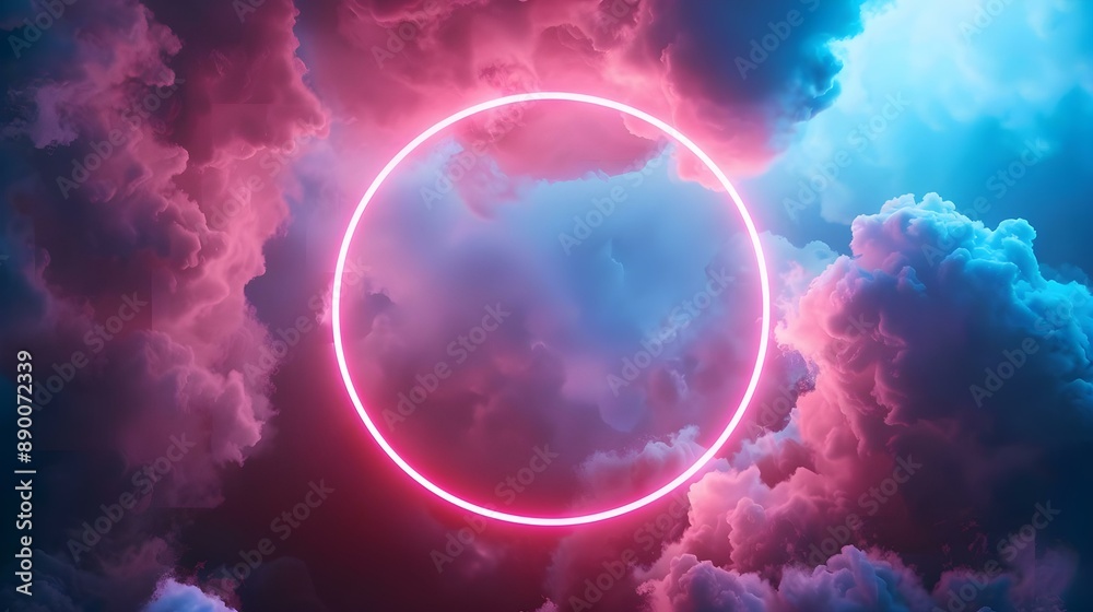 Obraz premium 3D render of abstract minimal background in pink and blue colors