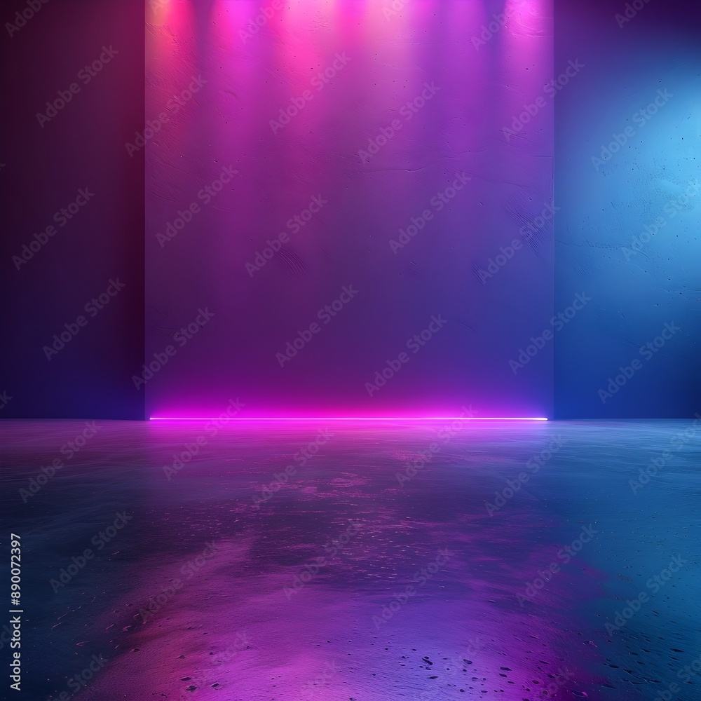 Obraz premium Vibrant Neon Gradient Backdrop for Stylish Product Concept Display with Copy Space