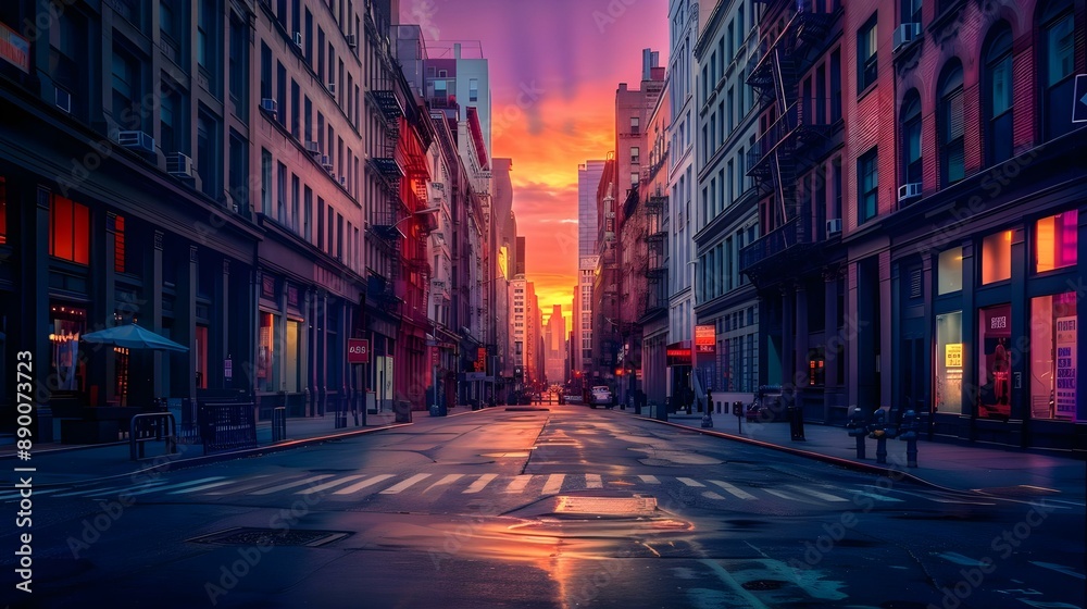 Sunset in SoHo, Manhattan, New York City Sunset in SoHo, Manhattan, New York City