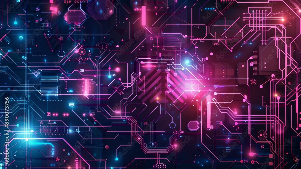 Abstract Digital Circuitry with Glowing Lines and Nodes - This abstract symbolizes technology, innovation, connectivity, data flow, and the future of computing. Abstract Digital Circuitry with Glowing Lines and Nodes - This abstract symbolizes technology, innovation, connectivity, data flow, and the future of computing.