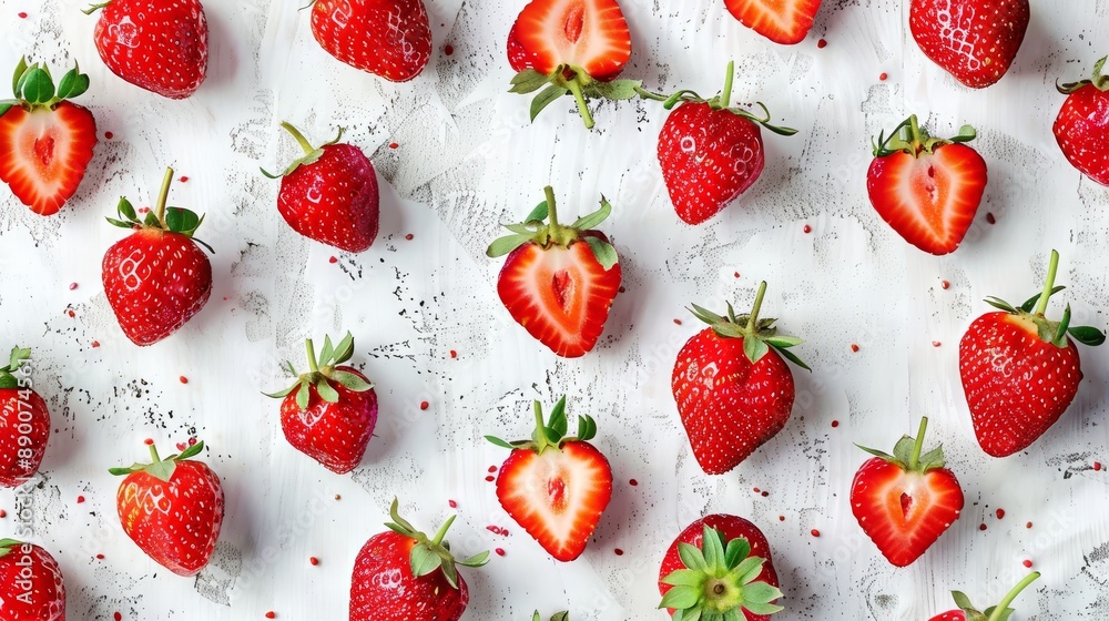 Fresh strawberries on a white background. Cut and whole strawberries. You can cut this photo and use it for your design. Fresh strawberries on a white background. Cut and whole strawberries. You can cut this photo and use it for your design.