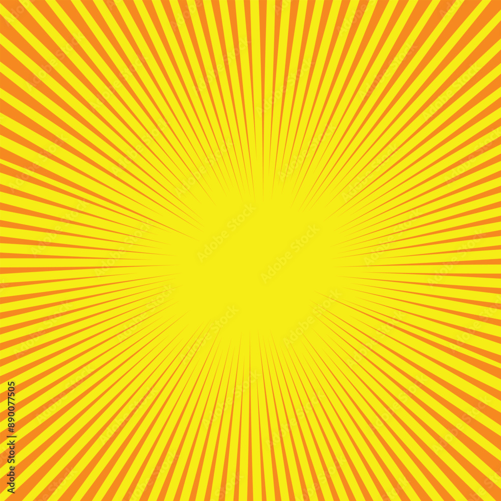 Bright yellow and orange sunburst pattern, vector design, radiating lines. Bright yellow and orange sunburst pattern, vector design, radiating lines.