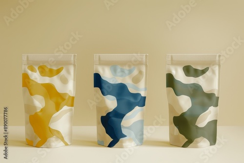Wallpaper Mural Three Stand Up Pouches With Abstract Camouflage Designs Torontodigital.ca