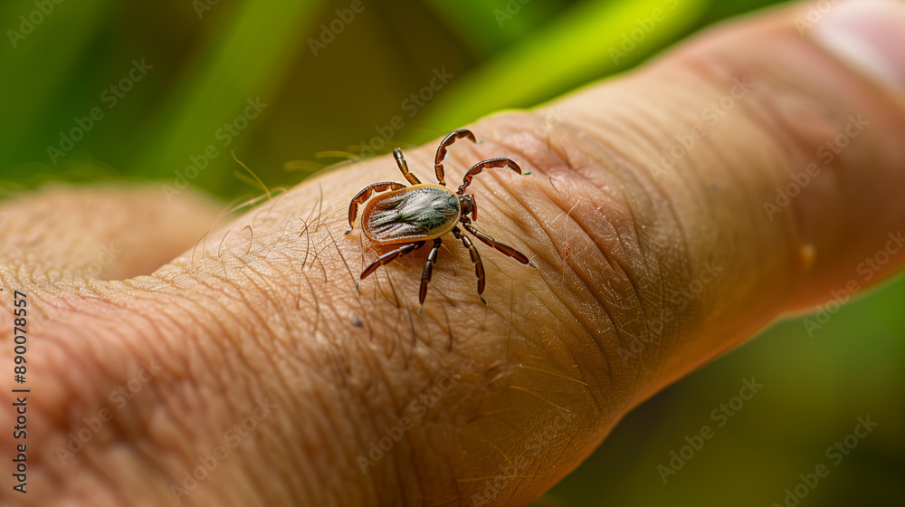 Obraz premium Close-up to a little tick waiting to bite