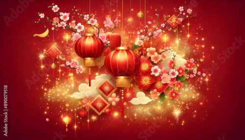 The Beauty of Chinese New Year Decorations with Traditional Red Lanterns
