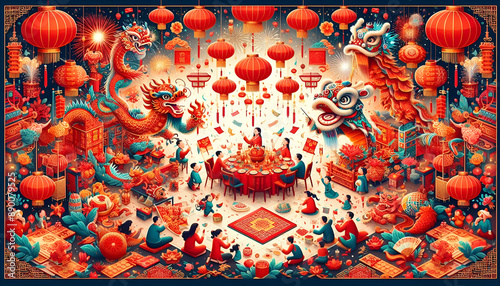 The Beauty of Chinese New Year Decorations with Traditional Red Lanterns