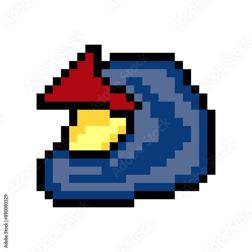 Motorcycle helmet in pixel art style