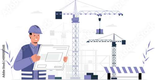 Construction Site Work Creative Illustration