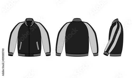 Satin baseball jacket ( satin college jacket ) vector template illustration