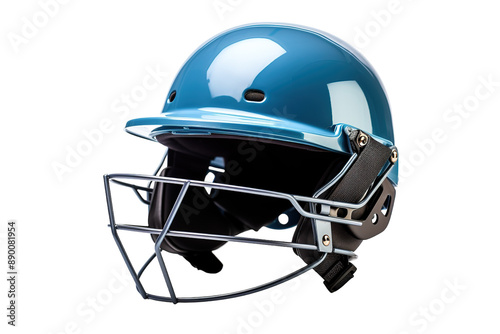 A Protective Blue Cricket Helmet Ready for the Pitch on a Clear PNG or White Background. photo