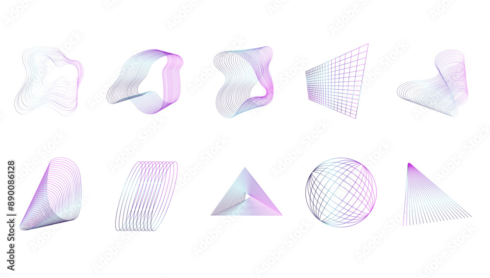 Wireframe Gradient Element SET Wireframe Gradient Element SET