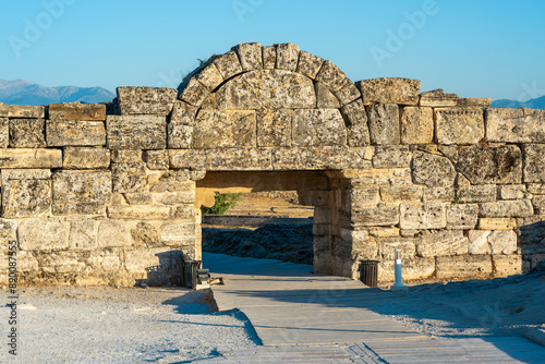 Ruins of the Ancient City of Hierapolis located in Denizli Turkey photo