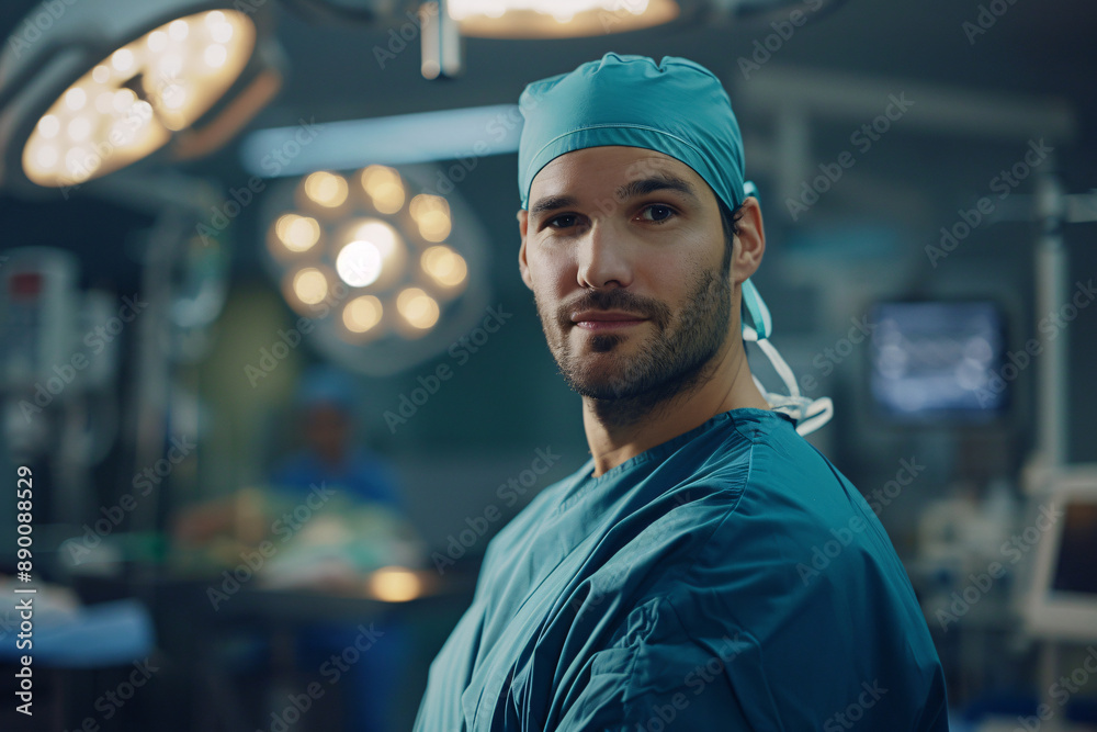 handsome man surgeon in modern operating room handsome man surgeon in modern operating room