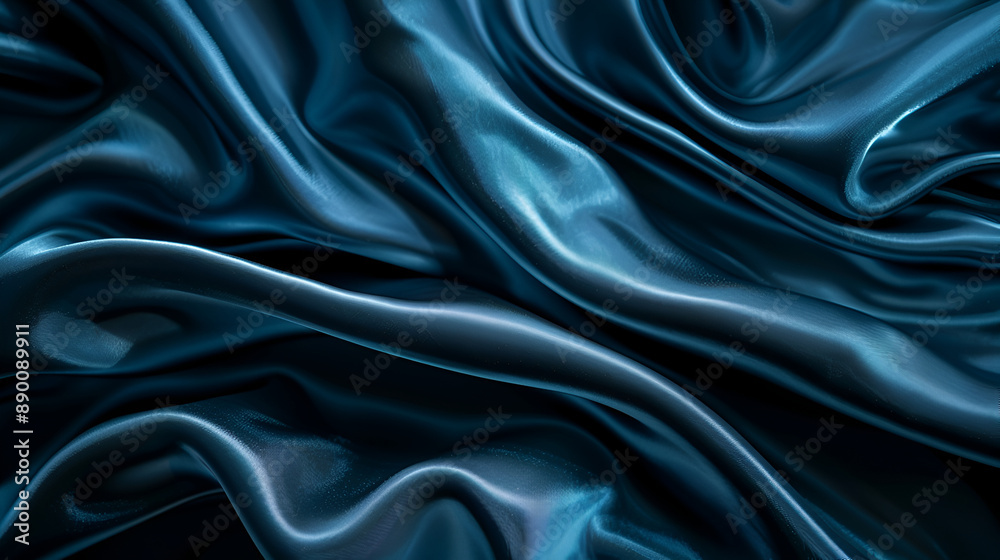 Fototapeta premium blue silk textured fabric surface for design purpose,Smooth elegant blue silk or satin texture can use as background,Luxury Silk Satin Curtain Background