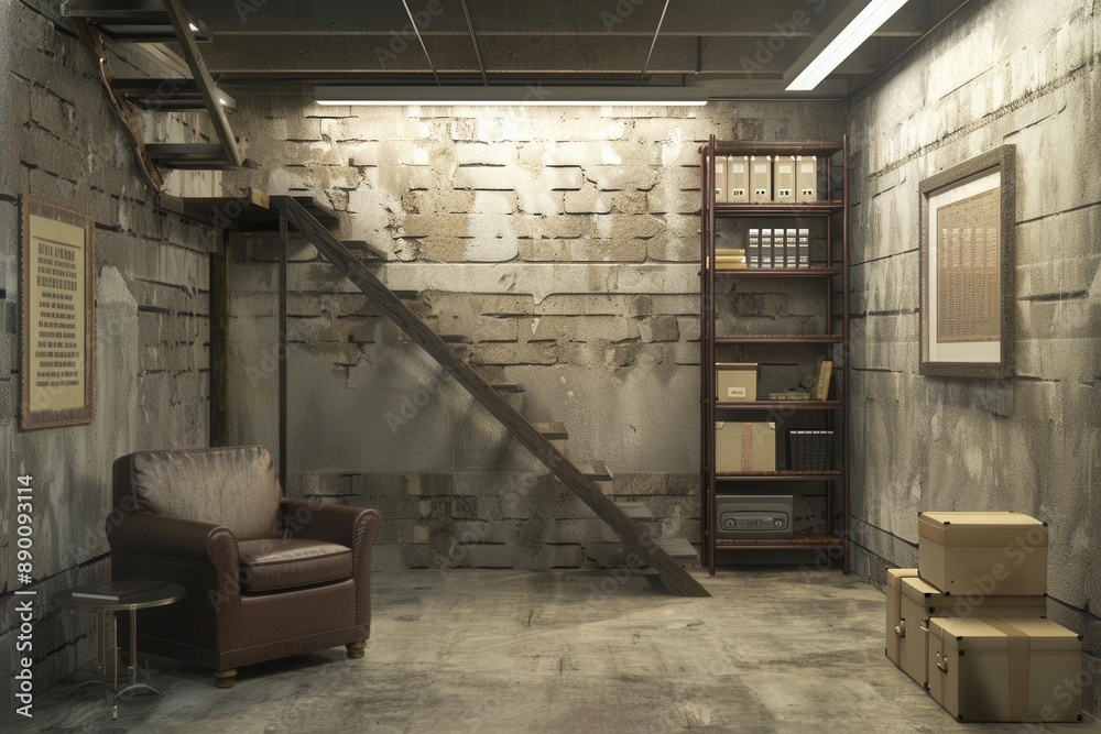 Naklejka premium Multipurpose Basement Renovation. Versatile and Functional Space