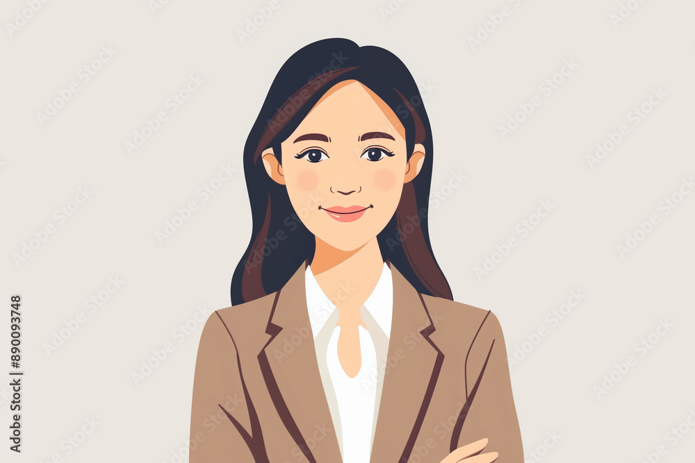 Young Businesswoman Posing in Modern Simple Flat Design Illustration on Grey Background
Young Businesswoman Posing in Modern Simple Flat Design Illustration on Grey Background
