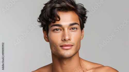 A man with a muscular build is posing for a picture without wearing a shirt, showcasing his physique