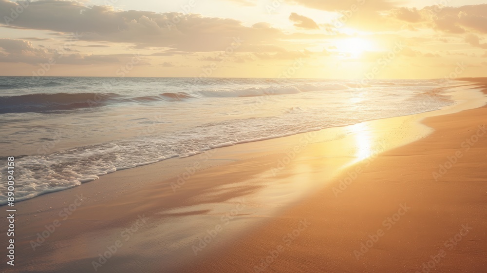 The beach is empty and the sun is setting The beach is empty and the sun is setting