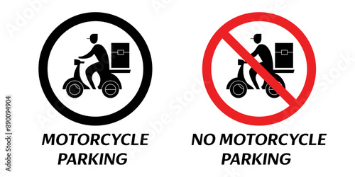 Motorcycle parking prohibited sign. Stock vector illustration