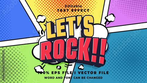 editable let's rock text effect.typhography logo
