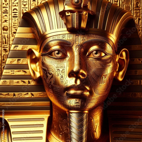 Golden Mask of Pharaoh: Intricate Ancient Egyptian Art and Symbolism in Stunning Detail photo