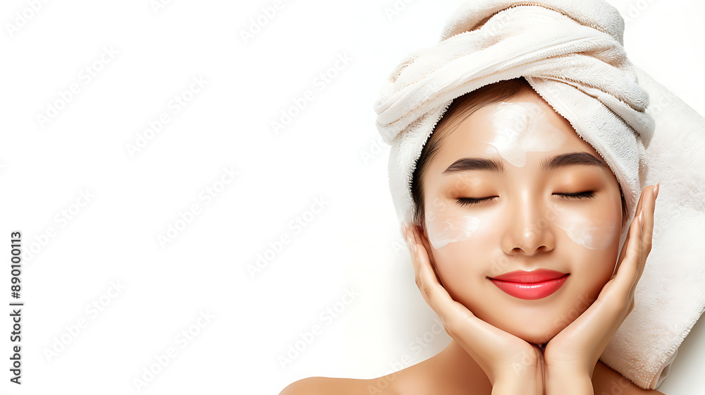 Beauty Asian women spa healthy skin. Generative AI illustration Beauty Asian women spa healthy skin. Generative AI illustration