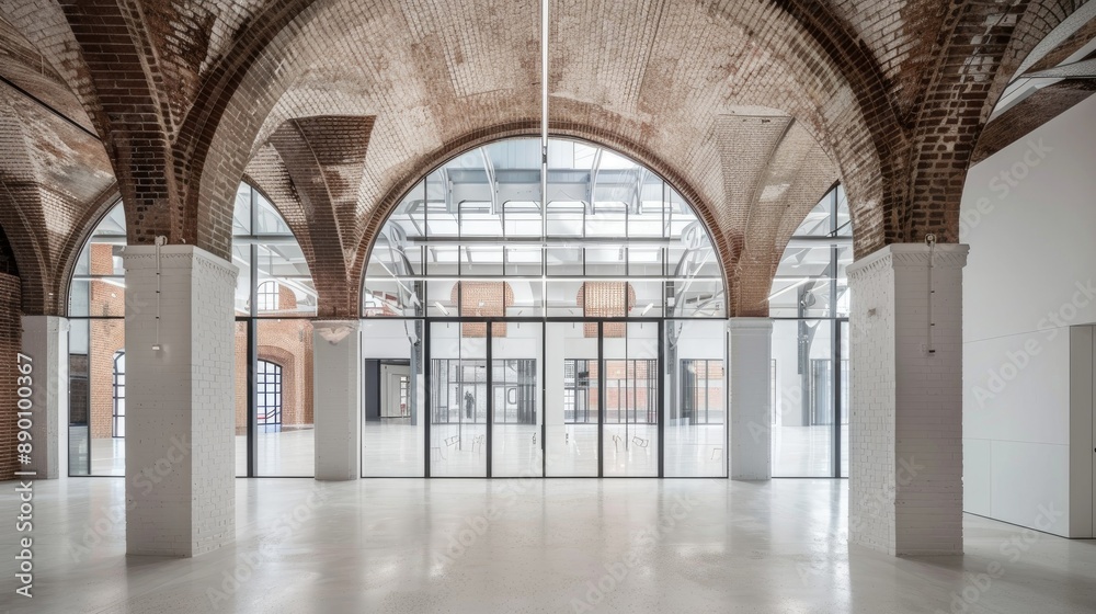Historic architecture blending with modern glass structures Historic architecture blending with modern glass structures