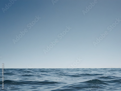 Calm ocean waves with a blue sky background