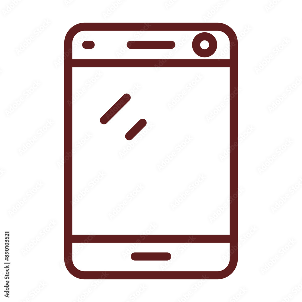 Smartphone Vector Line Maroon Icon Design Smartphone Vector Line Maroon Icon Design