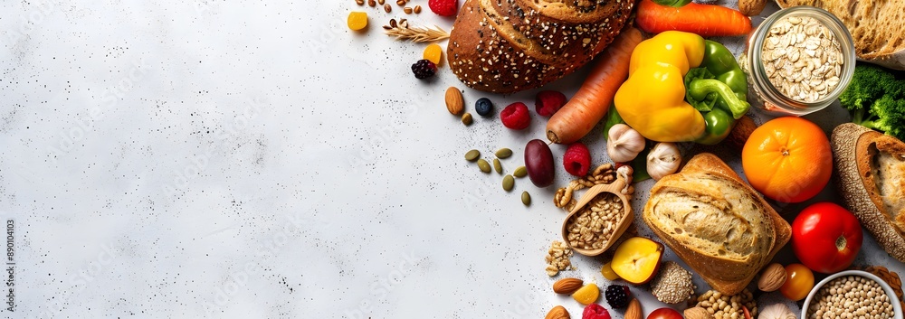 Good nutrition month background with copy space, healthy food