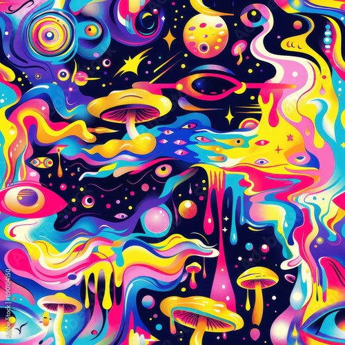 Seamless pattern psychedelic art