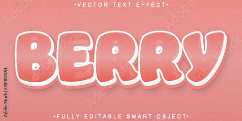 Cartoon Cute Berry Vector Fully Editable Smart Object Text Effect