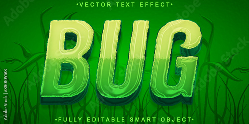 Cartoon Green Bug Vector Fully Editable Smart Object Text Effect