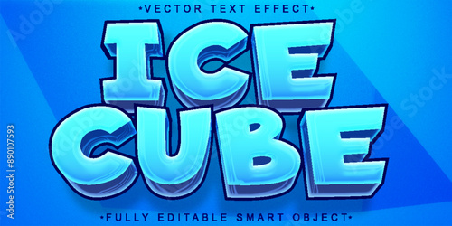 Blue Ice Cube Vector Fully Editable Smart Object Text Effect