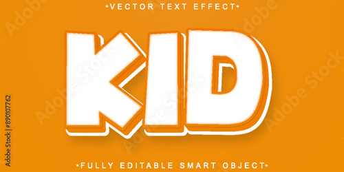 Cartoon Orange White Kid Vector Fully Editable Smart Object Text Effect