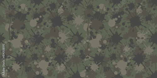 Green camouflage pattern for clothing design. Seamless pattern for army