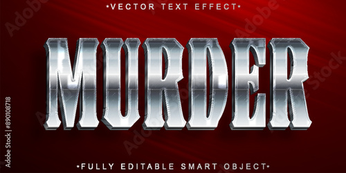 Silver Shiny Murder Vector Fully Editable Smart Object Text Effect