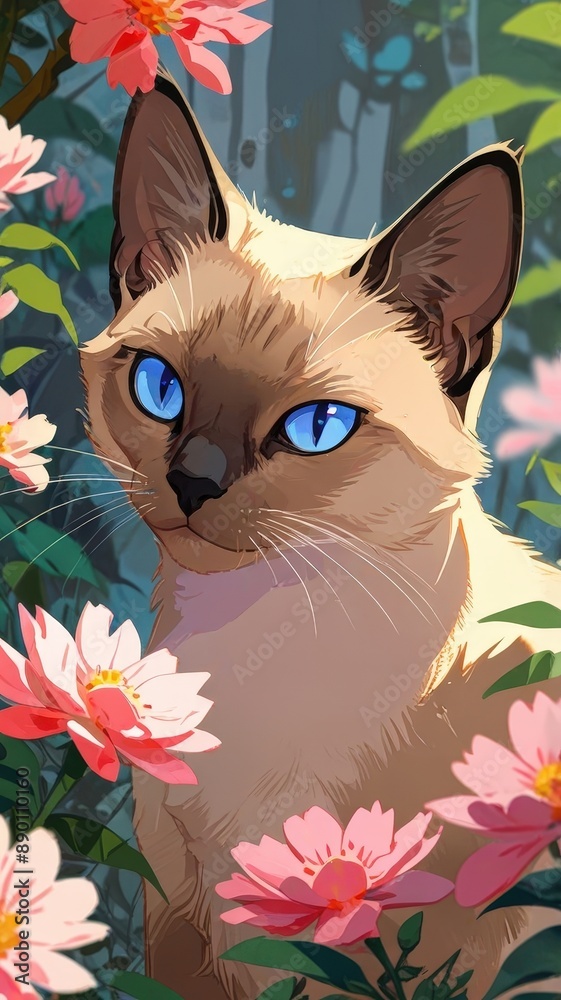 Gorgeous cat. Illustration, digital art. Gorgeous cat. Illustration, digital art.
