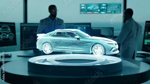 Wallpaper Mural Automotive designers reviewing 3D car model hologram in futuristic studio Torontodigital.ca