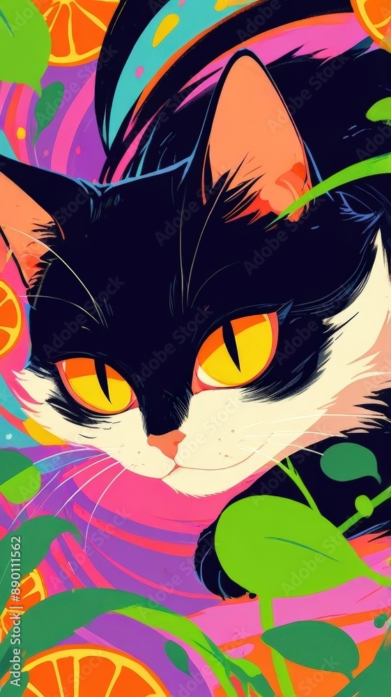 Gorgeous cat. Illustration, digital art. Gorgeous cat. Illustration, digital art.