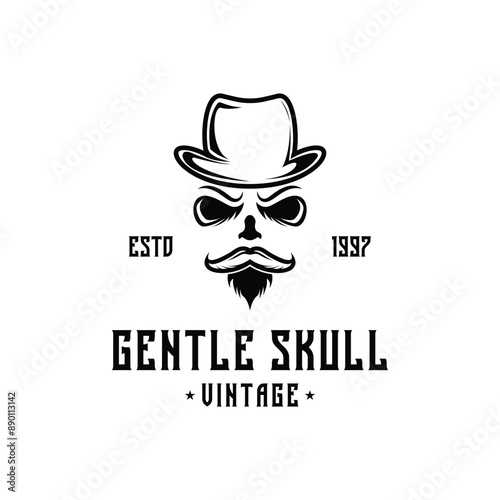 gentleman skull logo design concept vintage retro style