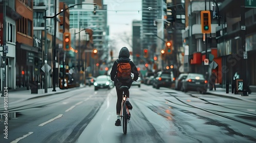 Wallpaper Mural Person cycling on a city street Torontodigital.ca