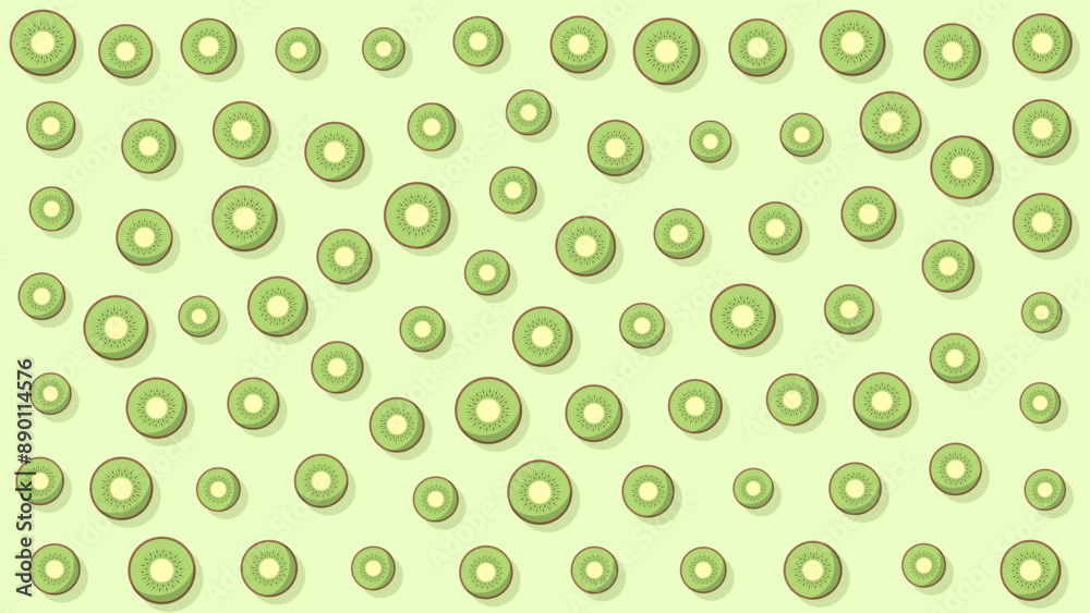 Kiwi slices on a light pastel green background Kiwi slices on a light pastel green background