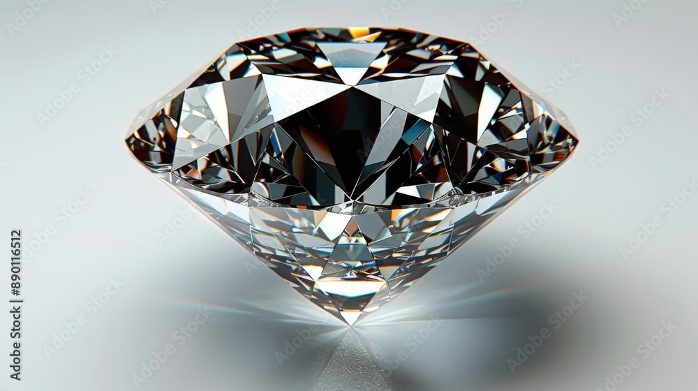 A diamond displayed on a white surface. A diamond displayed on a white surface.