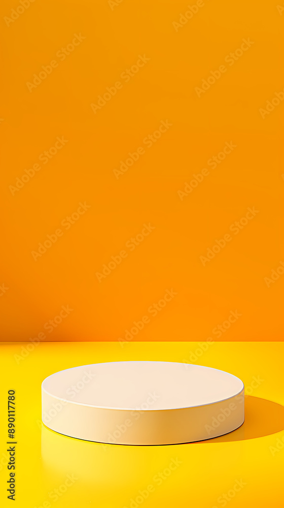 White podium pedestal on yellow background White podium pedestal on yellow background