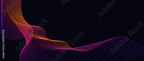 Music Equalizer Line. Vector Illustration of Wave Line Swirl for Advertising, Web, Social Media, Posters, Banners, and Covers. Background for Energy, Electric, Technology, Digital, 5G, Science.