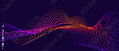 Music Equalizer Line. Vector Illustration of Wave Line Swirl for Advertising, Web, Social Media, Posters, Banners, and Covers. Background for Energy, Electric, Technology, Digital, 5G, Science.