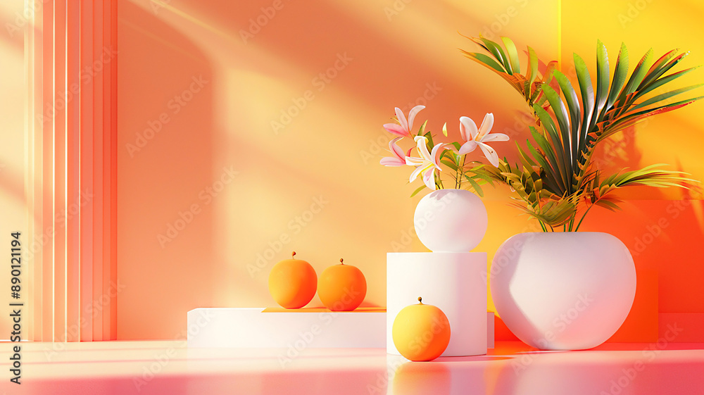 Fototapeta premium Bright and bold design elements, innovative product design, 3D render background