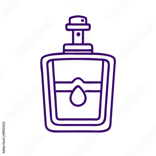 aftershave Outline  Icon with Drop Symbol, Minimalist Purple Vector Design